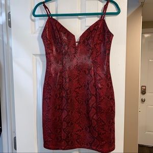 Red snakeskin dress